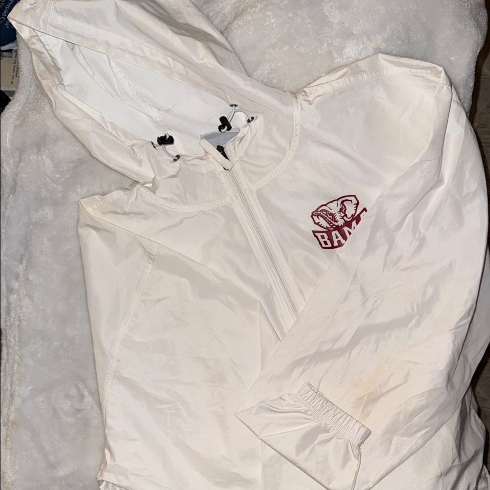 Champion White Hooded Jacket with Red BAMA Logo